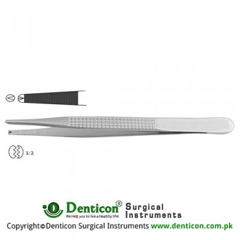 Bonney Dissecting Forceps 1 x 2 Teeth Stainless Steel, 17.5 cm - 7"